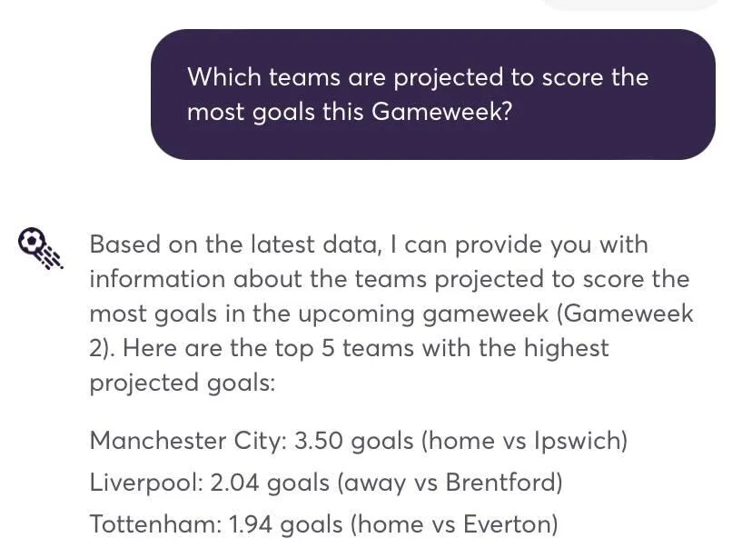 Fantasy Premier League question about projected goals