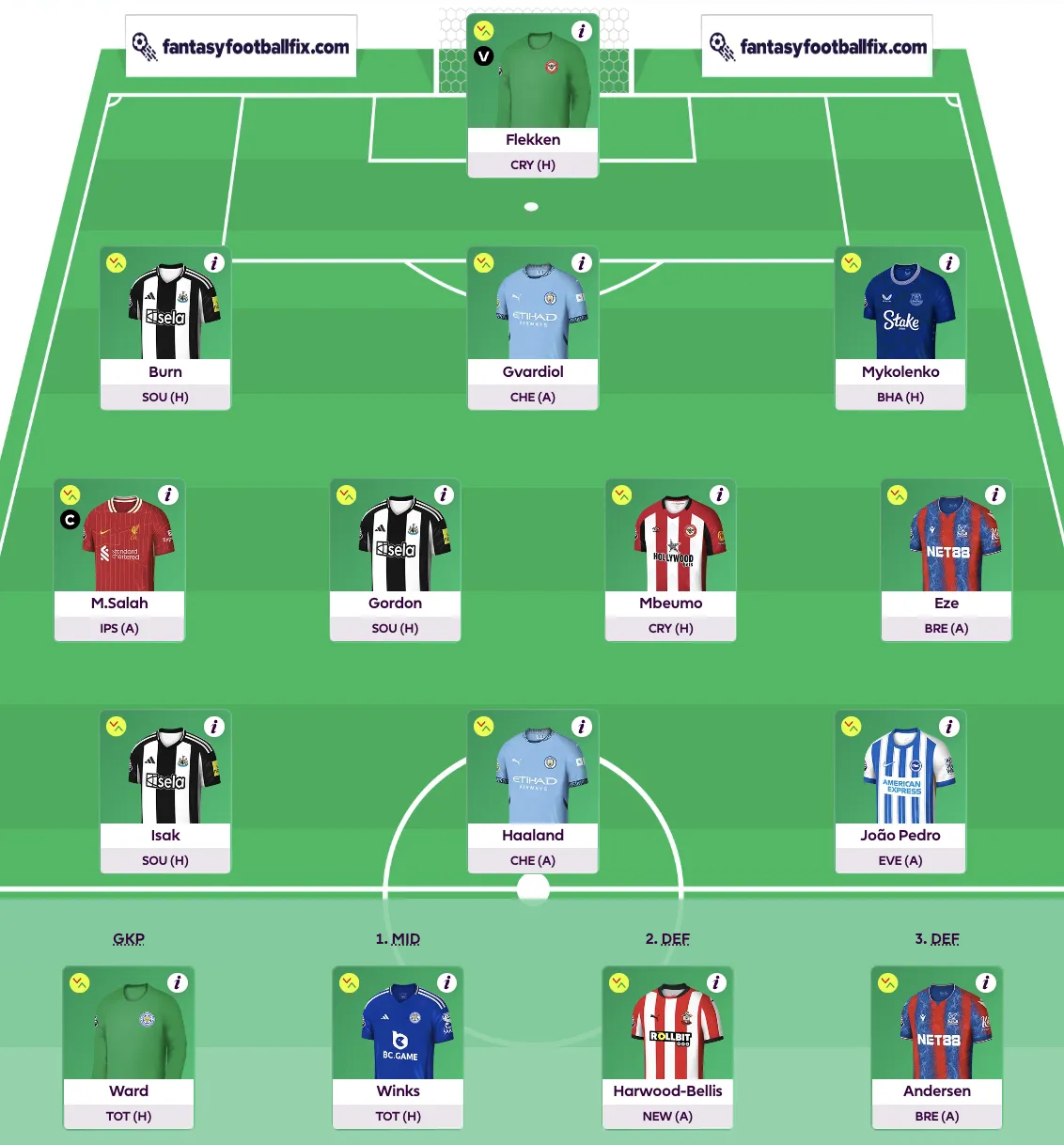 Fantasy Premier League squad for the 2024/25 season