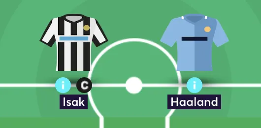 Isak and Haaland in Fantasy Premier League team reveal image