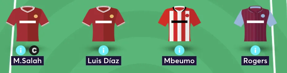 Elite FPL team reveal showing midfield