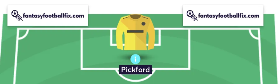 FPL team reveal showing Pickford in goal